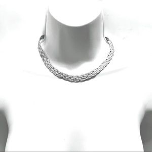 Silver braided harringbone necklace. Like brand new.